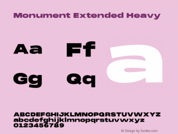 Monument Extended Heavy Version 2.000 Font Sample
