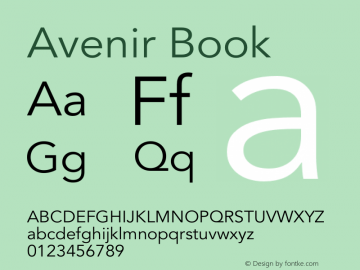 Avenir Book 8.0d5e4 Font Sample