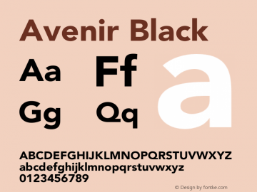 Avenir Black 8.0d5e4 Font Sample