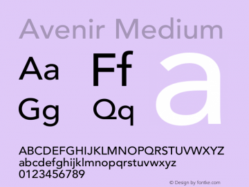 Avenir Medium 8.0d5e4 Font Sample