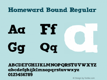 Homeward Bound Regular Version 1.000 Font Sample