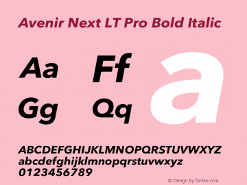 Avenir Next LT Pro Bold Italic Version 3.00图片样张