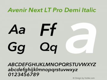 Avenir Next LT Pro Demi Italic Version 3.00图片样张