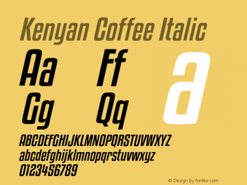 KenyanCoffeeRg-Italic Version 5.000 Font Sample