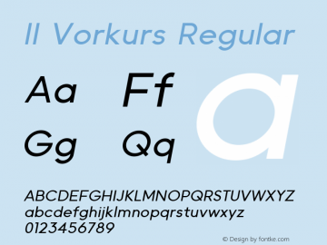 II Vorkurs Medium Oblique Version 1.011 Font Sample