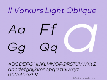 II Vorkurs Light Oblique Version 1.009;Fontself Maker 3.5.1图片样张