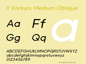 II Vorkurs Medium Oblique Version 1.011;Fontself Maker 3.5.1图片样张