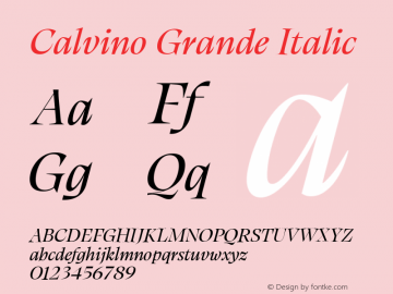 Calvino Grande Italic Version 1.000;FEAKit 1.0图片样张