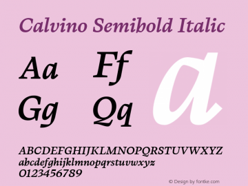 Calvino Semibold Italic Version 1.000;FEAKit 1.0图片样张