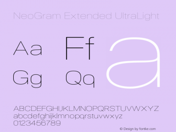 NeoGramExtended-UltraLight Version 1.001;PS 001.001;hotconv 1.0.56;makeotf.lib2.0.21325图片样张