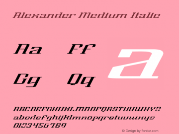 Alexander Medium Italic Version 001.000 Font Sample