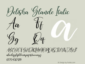 Delisha Glande Italic Version 1.00;June 24, 2021;FontCreator 13.0.0.2683 64-bit图片样张