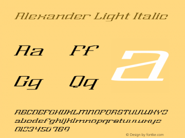 Alexander Light Italic Version 001.000 Font Sample