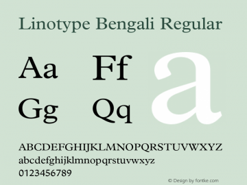 Linotype Bengali Regular Version 1.00图片样张