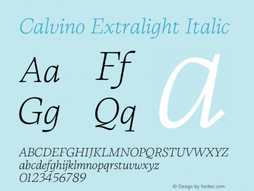 Calvino Extralight Italic Version 1.000;FEAKit 1.0图片样张