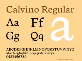 Calvino Regular Version 1.000;FEAKit 1.0图片样张