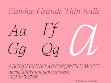 Calvino Grande Thin Italic Version 1.000图片样张