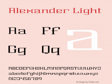 Alexander Light Macromedia Fontographer 4.1 12/28/2003 Font Sample