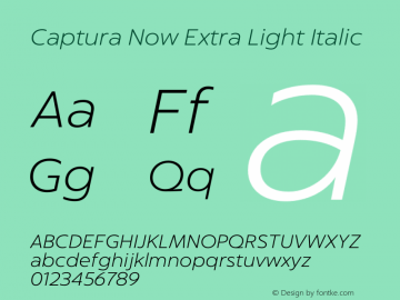 Captura Now Extra Light Italic Version 1.002;hotconv 1.0.109;makeotfexe 2.5.65596图片样张