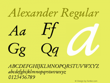 Alexander Regular Version 6.00 Font Sample