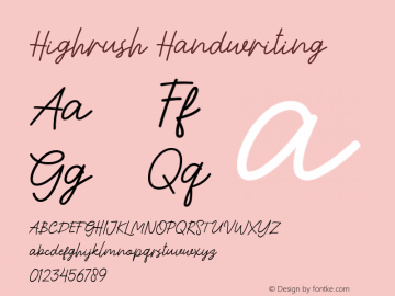 HighrushHandwriting 1.000图片样张