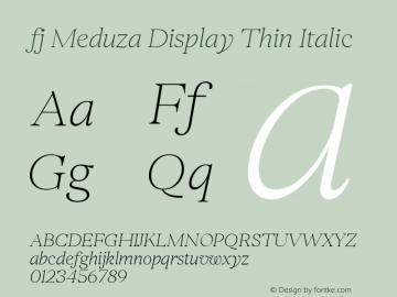 fj Meduza Display Thin Italic Version 1.000图片样张