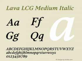 Lava LCG Medium Italic Version 2.023图片样张