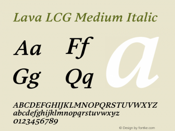 Lava LCG Medium Italic Version 2.023图片样张