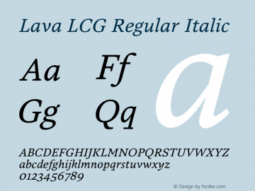 Lava LCG Regular Italic Version 2.023图片样张