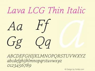 Lava LCG Thin Italic Version 2.023图片样张