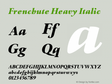 Frenchute Heavy Italic Version 1.000;hotconv 1.0.109;makeotfexe 2.5.65596图片样张