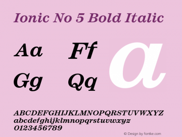 Ionic No 5 Bold Italic Version 1.00图片样张