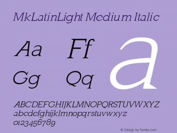 MkLatinLight Medium Italic 1.0 2003-12-29图片样张