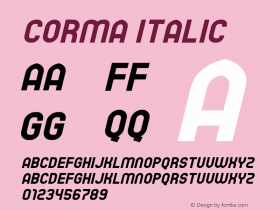 Corma Italic Version 1.00;March 10, 2019;FontCreator 11.5.0.2430 64-bit图片样张