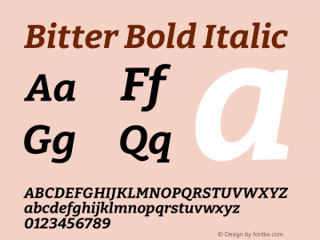 Bitter Bold Italic Version 2.002图片样张