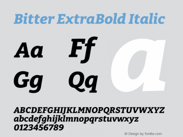 Bitter ExtraBold Italic Version 2.002图片样张