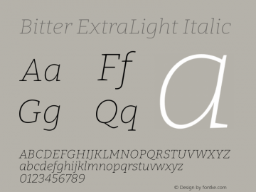 Bitter ExtraLight Italic Version 2.002图片样张