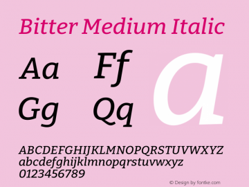 Bitter Medium Italic Version 2.002图片样张