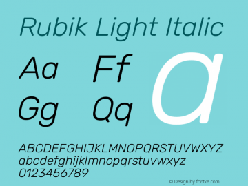 Rubik Light Italic Version 2.102图片样张