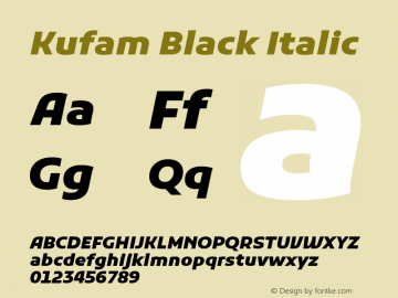 Kufam Black Italic Version 1.301; ttfautohint (v1.8.3)图片样张