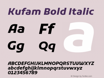 Kufam Bold Italic Version 1.301; ttfautohint (v1.8.3)图片样张