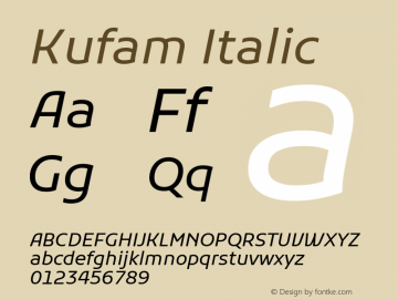 Kufam Italic Version 1.301; ttfautohint (v1.8.3)图片样张