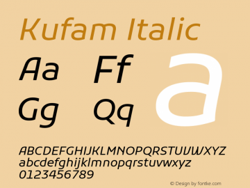 Kufam Italic Version 1.301; ttfautohint (v1.8.3)图片样张