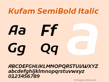 Kufam SemiBold Italic Version 1.301; ttfautohint (v1.8.3)图片样张
