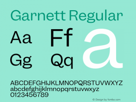 Garnett Regular Version 1.000;PS 1.0;hotconv 16.6.51;makeotf.lib2.5.65220图片样张