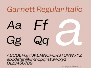 Garnett Regular Italic Version 1.000;PS 1.0;hotconv 16.6.51;makeotf.lib2.5.65220图片样张