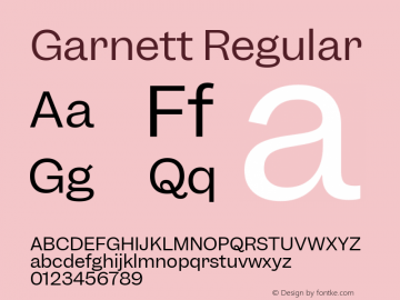 Garnett Regular Version 1.000;PS 1.000;hotconv 16.6.51;makeotf.lib2.5.65220图片样张