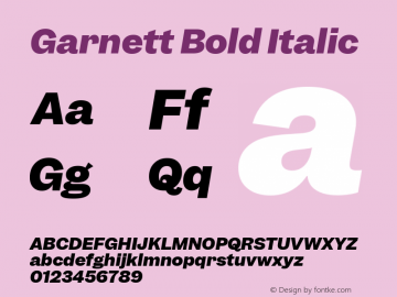 Garnett Bold Italic Version 1.000;PS 1.000;hotconv 16.6.51;makeotf.lib2.5.65220图片样张