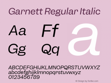 Garnett Regular Italic Version 1.000;PS 1.000;hotconv 16.6.51;makeotf.lib2.5.65220图片样张