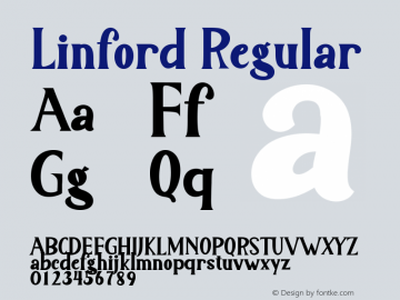 Linford Version 1.00;June 29, 2021;FontCreator 12.0.0.2567 64-bit图片样张